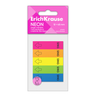 Клейкие закладки пластиковые ErichKrause Neon, 12х45 мм, 125 листов, 5 цветов