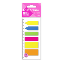 Клейкие закладки пластиковые ErichKrause Neon, 12х45 мм, 20x45 мм, 150 листов, 5 цветов