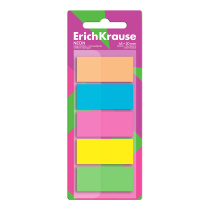 Клейкие закладки пластиковые ErichKrause Neon, 45x20 мм, 100 листов, 5 цветов