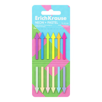 Клейкие закладки пластиковые ErichKrause Neon + Pastel, 8x44 мм, 120 листов, 12 цветов, в картонной книжке