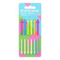 Клейкие закладки пластиковые ErichKrause Neon + Pastel, 8x44 мм, 120 листов, 12 цветов, в картонной книжке