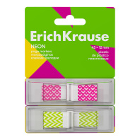 Клейкие закладки пластиковые ErichKrause Neon, 45x12 мм, 80 листов, 2 цвета (в диспенсере)