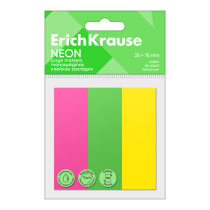 Клейкие закладки бумажные ErichKrause Neon, 25x75 мм, 300 листов, 3 цвета