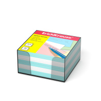 Бумага для заметок ErichKrause, 90x90x50 мм, 2 цвета: белый, голубой, в пластиковой подставке