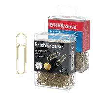 Скрепки металлические омедненные ErichKrause 28 мм (в пластиковой коробке по 200 шт.)