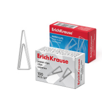 Скрепки металлические ErichKrause треугольные, 25 мм (в коробке по 100 шт.)