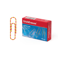 Скрепки металлические с виниловым покрытием ErichKrause Зебра, 33 мм, ассорти (в коробке по 100 шт.)