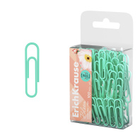 Скрепки металлические с виниловым покрытием ErichKrause Цветущая нежность, 28 мм, мятный (в ПЭТ-боксе по 100 шт.)