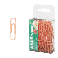 Скрепки металлические с виниловым покрытием ErichKrause Цветущая нежность, 28 мм, персиковый (в ПЭТ-боксе по 100 шт.)