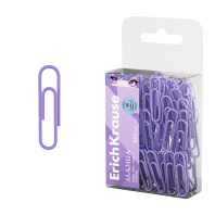 Скрепки металлические с виниловым покрытием ErichKrause Аниме, 28 мм, лиловый (в ПЭТ-боксе по 100 шт.)