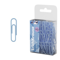 Скрепки металлические с виниловым покрытием ErichKrause Аниме, 28 мм, серо-голубой (в ПЭТ-боксе по 100 шт.)