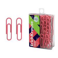 Скрепки металлические с виниловым покрытием ErichKrause Риф, 28 мм, коралловый (в пластиковой коробке по 100 шт.)