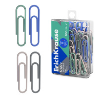 Скрепки металлические с виниловым покрытием ErichKrause Морской шторм, 28 мм, ассорти (в пластиковой коробке по 100 шт.)