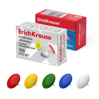 Кнопки металлические никелированные ErichKrause Классика, ассорти (в коробке по 100 шт.)