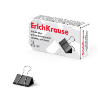 Зажимы для бумаг ErichKrause Classic, 15мм, черный (в коробке 12 шт.)