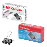 Зажимы для бумаг ErichKrause Classic, 19мм, черный  (в коробке  по 12 шт.)