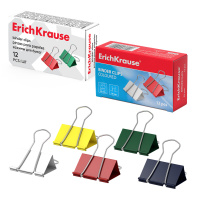 Зажимы для бумаг ErichKrause Classic, 25мм, ассорти (коробка 12 шт.)