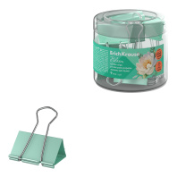 Зажимы для бумаг ErichKrause Pastel Bloom, 32 мм, Mint (в пластиковой коробке, 9 шт.)