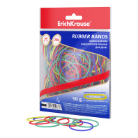 Канцелярские резинки для денег ErichKrause диаметр 60 мм/длина 100 мм, ассорти (в zip-пакете с европодвесом по 50г.)