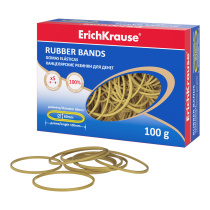 Канцелярские резинки для денег ErichKrause диаметр 60 мм/длина 100 мм, натур.цвет (в коробке-диспенсере по 100г.)
