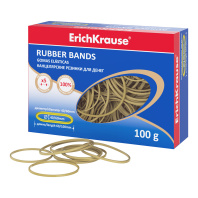 Канцелярские резинки для денег ErichKrause диаметр 40 мм, 60 мм/длина 60 мм,100 мм, натур.цвет (в коробке-диспенсере по 100г.)