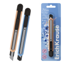 Нож канцелярский ErichKrause Butterfly Pastel Bloom,  с автоматической фиксацией лезвия, 9 мм, ассорти (в блистере по 1 шт.)