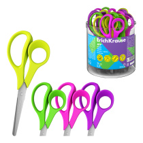 Ножницы ErichKrause JOY® Неон, эргономичные ручки, 14см, ассорти (в тубусе по 24 шт.)