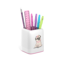 Набор настольный пластиковый ErichKrause® Forte, Chilling Dog, белый с розовой вставкой