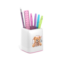 Набор настольный пластиковый ErichKrause® Forte, Teddy Bear, белый с розовой вставкой