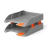 Набор из 2 пластиковых лотков для бумаг с боковыми креплениями ErichKrause® Forte, Classic, серый с оранжевой вставкой Набор из 2 пластиковых лотков для бумаг с боковыми креплениями ErichKrause® Forte, Classic, серый с оранжевой вставкой