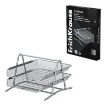 Лоток для бумаг 2-х уровневый металлический ErichKrause Compass, Classic, серебряный