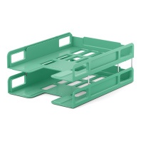 Набор из 2 пластиковых лотков-трансформеров для бумаг ErichKrause® Techno, Powder, оливковый