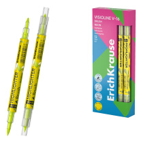 Двухсторонний текстмаркер ErichKrause Visioline V-16 Brush Neon, цвет чернил желтый (в коробке по 12 шт.)