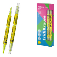 Двухсторонний текстмаркер ErichKrause Visioline V-16 Brush Neon, цвет чернил желтый (в коробке по 12 шт.)