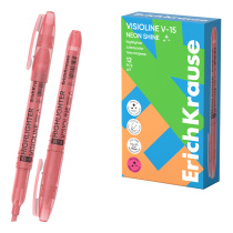 Текстмаркер ErichKrause Visioline V-15 Neon Shine, цвет чернил розовый (в коробке по 12 шт.)