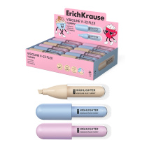 Маркер для выделения текста ErichKrause VisioLine® V-23 Объедение, с гибким наконечником, цвет чернил ассорти (в коробке-дисплее по 24 шт.)