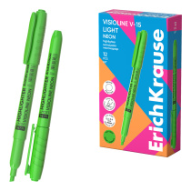 Маркер для выделения текста ErichKrause VisioLine® V-15 Классика Неон, цвет чернил зеленый (в коробке по 12 шт.)