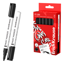 Маркер-краска ErichKrause PT-250, на масляной основе, цвет чернил черный (в коробке по 12 шт.)
