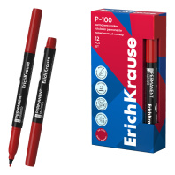 Перманентный маркер ErichKrause P-100, цвет чернил красный (в коробке по 12 шт.)