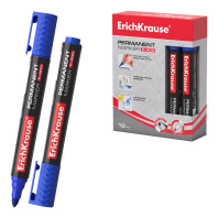 Перманентный маркер ErichKrause P-400, цвет чернил синий (в коробке по 12 шт.)