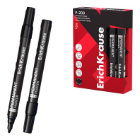 Перманентный маркер ErichKrause P-200, цвет чернил черный (в коробке по 12 шт.)