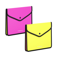 Папка-конверт на кнопке пласт. ErichKrause Matt Neon, обшитая, с текстильной вставкой, A5+, непрозрачный, ассорти (в пакете по 4 шт.)