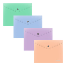 Папка-конверт на кнопке пластиковая ErichKrause Matt Pastel Bloom, A5+, непрозрачный, ассорти (в пакете по 12 шт.)