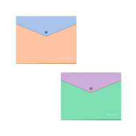 Папка-конверт на кнопке пластиковая ErichKrause Matt Pastel Bloom, с дополнительным карманом, A5+, непрозрачный, ассорти (в пакете по 12шт.)