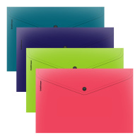 Папка-конверт на кнопке пластиковая ErichKrause Matt Reef, A4, непрозрачный, ассорти (в пакете по 12 шт.)