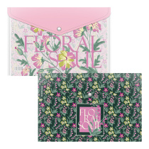Папка-конверт на кнопке пластиковая ErichKrause Floral Soul, A4, ассорти (в пакете по 12 шт.)