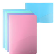 Папка-уголок пластиковая ErichKrause Diagonal Pastel, с 2 карманами, A4, полупрозрачный, ассорти (в пакете по 12 шт.)