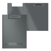 Папка-планшет пластиковая ErichKrause MEGAPOLIS, A4, серый (в пакете по 4 шт.)