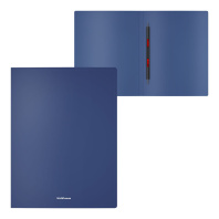 Папка-скоросшиватель пластиковая с пружинным механизмом ErichKrause Matt Classic, A4, синий (в пакете по 4 шт.)