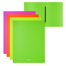 Папка-скоросшиватель пластиковая с пружинным механизмом ErichKrause Matt Neon, A4, ассорти (в пакете по 4 шт.)